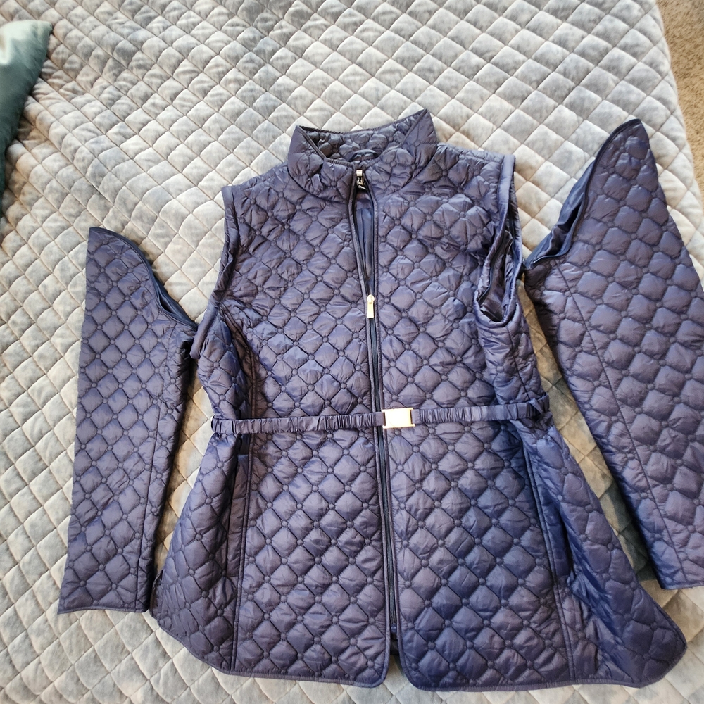 Dennis Basso Water Resistant Quilted Jacket w/ Detachable Sleeves